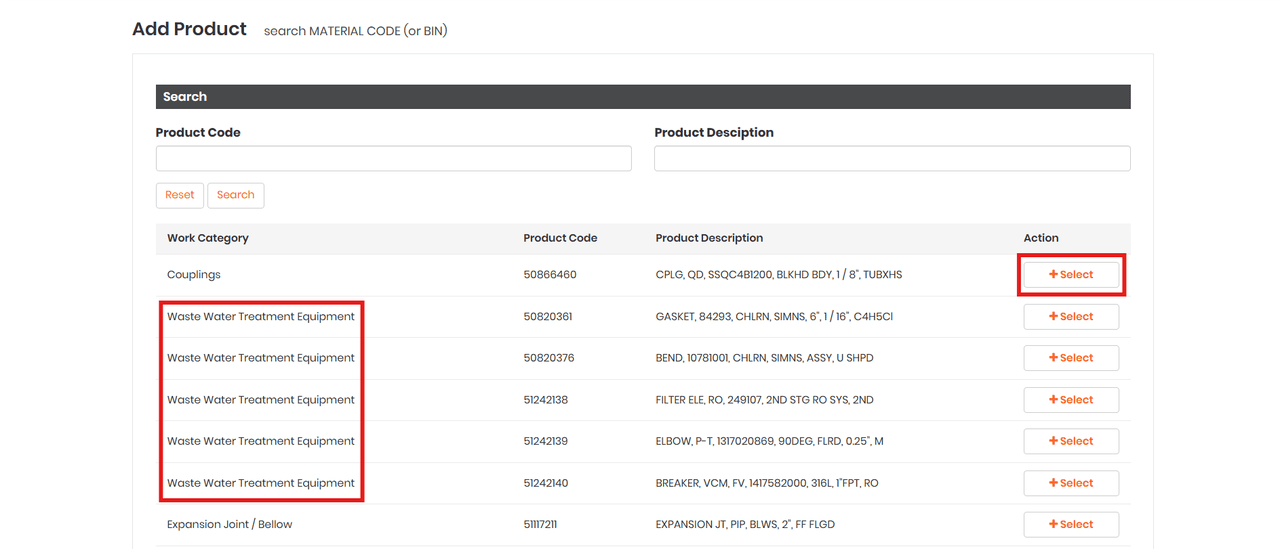 Pre-filled product data screen